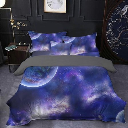 v4862 Sängkläder Stjärnklar Himmel Planet Påslakan Örngott Set Gåva Sängkläder IU4862