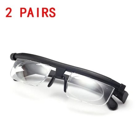 2 pairs Adjustable Focus Reading Glasses -3 to +6 Diopters