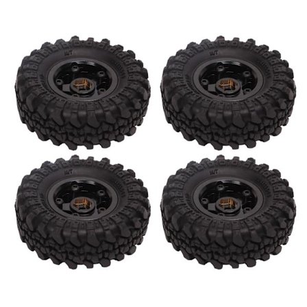 1 tommes RC-dekk Messing Felg Gummidekk for FMS FCX24 1/18 1/24 Crawler Bil 4 stk Svart Gull