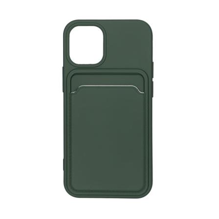 Iphone 12 Mini Silikonskal Med Korthållare - Militärgrön Grå