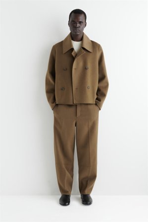 COS Double-Faced Wool Short Pea Coat in Brown - Men