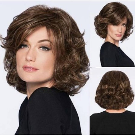 Kort Bob Bølgete Burgunder Parykk av Menneskehår med Mørke Røtter