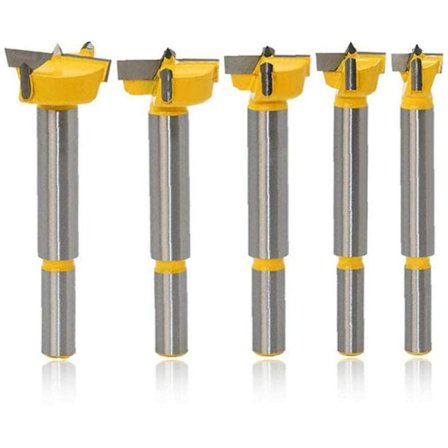 5 sett karbidspissformede bor for hengselhullsager, trepaneler, flate vingebor, trebearbeidingsverktøy, hage- og håndverktøy