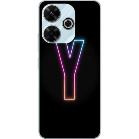 Kompatibel Mobilcover til Xiaomi Xiaomi Redmi 13 Minimalistisk neonbogstav Y i farveskiftende lys mod sort baggrund