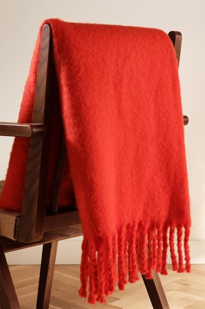 Jotex - Pledd 130x170 Cm Rød - SARA - Kjøp Pledd hos Jotex