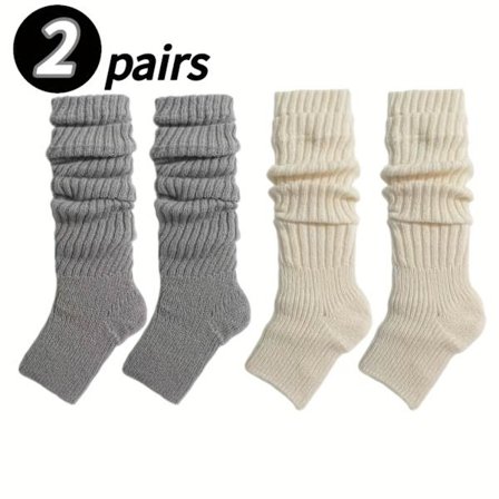 2-par pakke uld sokkeovertræk til kvinder - Varme vinterfodvarmere egnet til, hyggelige benbeskyttere, håndvaskbar uld sok [DB]