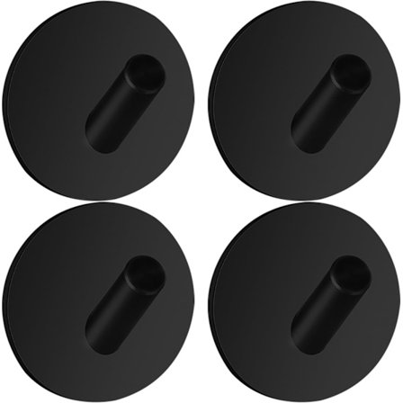 4-pak Selvklæbende Vægkroge Rustfrit Stål Frakke Kroge til Badeværelse Køkken Stue Sort