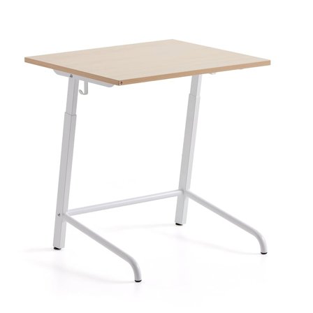 School desk AXIOM, high pressure laminate, white/birch