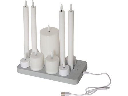 STAR TRADING Ljus Mix Flamme Charge LED laddbricka vit - Lyreco - Kök och servering - Ljus och tillbehör - LED-Ljus
