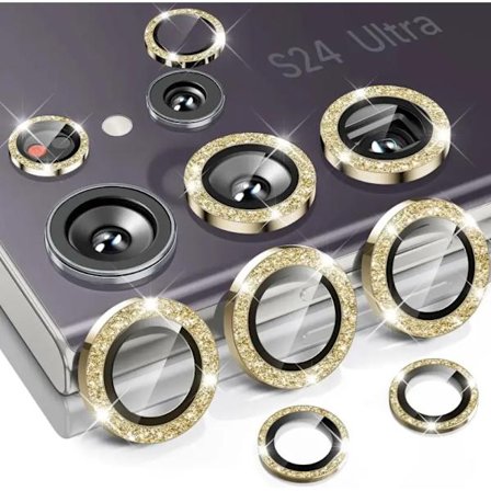 Hot Diamond Flash Linse Beskyttelsesfilm Glas Kompatibel med Samsung Galaxy S25 Ultra Plus HD Klar S24 S23 Metal Ring Linse Beskyttelsesfilm Guld Guld
