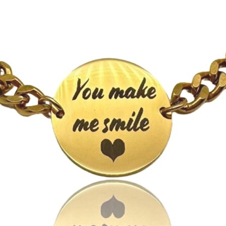 Bracelet in gold with the text "You make me smile" Valentine's Day gift