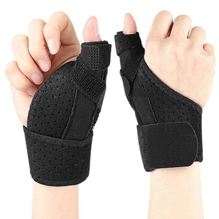 Justerbar tommelfinger- og håndledsstøtte for smertelindring, venstre og højre hånd - 2 stk., kompatibel med Huawei, Samsung og Apple