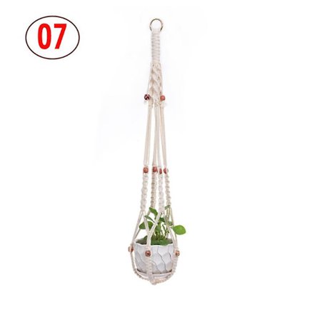2 stk. Macrame planteophæng Hvid håndlavet bomuldsreb indendørs udendørs hængende plantepotte