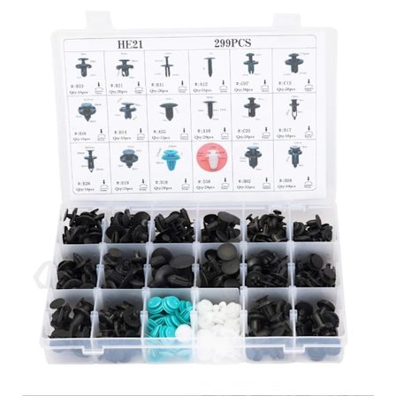 299 st Muttrar och bultar Clips Clips Plastnitar Lister Stötfångare Au