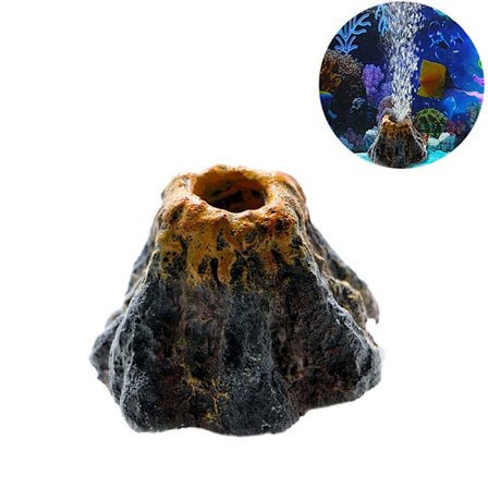 Aquarium Volcano Shape & Air Bubble Stone Oxygen Pump Fish Tank
