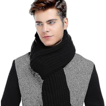 Herre Lang Tyk Kabel Kold Vinter Varm Halstørklød Blødt Strikket Halstørklæde