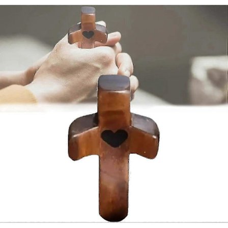 Emotionellt Stöd Kors Mitt Hjärta Uppmuntran Gåva, Ficka Kors Mitt Hjärta Gåva, Handhållet Träkors Att Bära I Väskan - Youa