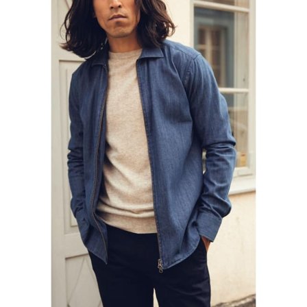 John Henric Zipper Overshirt Skjortor Herr Blå 39