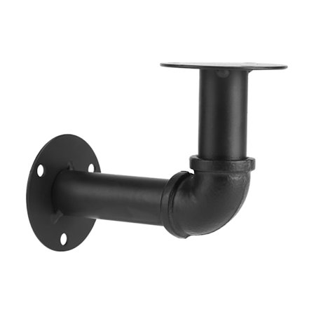 Musta rauta teollisuusputkihyllynkannatin irrotettava seinään asennettava tuki DIY kodin sisustus