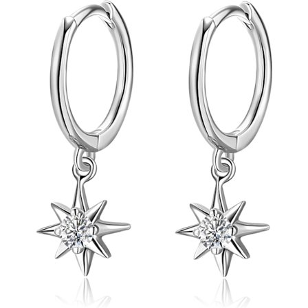 Tiny Cubic Zirconia Starburst/Evil Eye Dangle Hoop Øreringe Sterling Sølv Guld Brusk Helix Hoop Hængslede Sleeper Øreringe med Charms