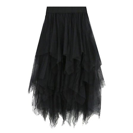 Damebomulls-skjørt med plissering og opptrukket kant, lang maxi-skjørt