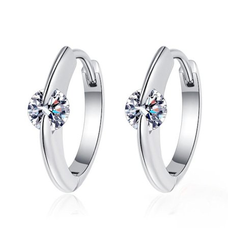 925 Sterling Sølv Creoler til Kvinder Glatte Krystaløreringe Koreansk Bryllupsfest Smykker Gave V