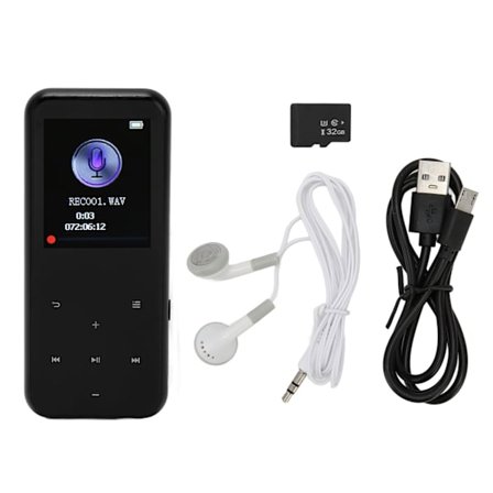 1.8in MP3-afspiller Bluetooth 5.0 Understøtter FM-radio E-bog HD Støjreduktion 16GB Flash-hukommelse Musikafspiller til Sport Sort 32GB 