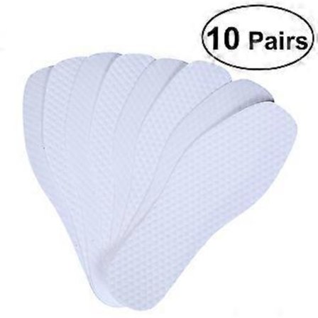 10 Par Engångs Andningsbara Innersulor Naturlig Fotlösning Behandling Sport Sommar Fotlukt Eliminator - Storlek 45 (Vit)