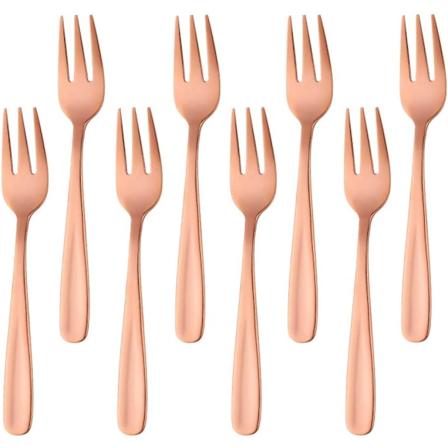 Tekakor Små Dessertgafler Kakegaffel Rustfritt Stål Rose Gull 8 stk Rose gold