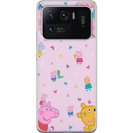 Kompatibelt Mobildeksel til Xiaomi Mi 11 Ultra Peppa Gris med en baby i armene, mamma gris motiv i fargerik og myk barneillustrasjon med hjerter