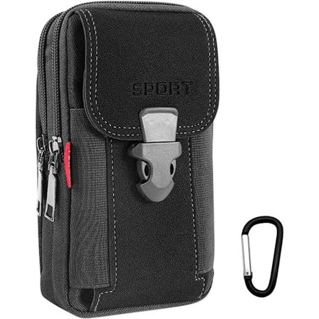 Monitoiminen Vyölaukku Puhelinlaukku Vyötasku Miehille - Pystysuora 6,5 Tuumaa Musta
