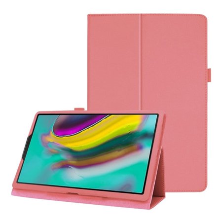 Samsung Galaxy Tab S5e litchi läderfodral - Rosa