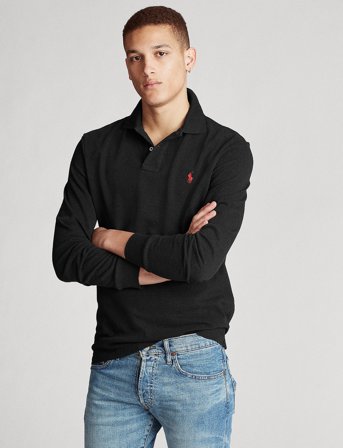 Polo Ralph Lauren Custom Slim Fit Mesh Polo Shirt - Black - XXL