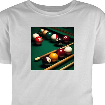 Børne T-shirt Pool billard kugler spil snooker 8 bold rack retro sport design grønt bord klub bar spillerum kunst