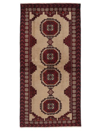 Handgeknüpft Persischer Belutsch Teppich 102X207 Schwarz/Braun