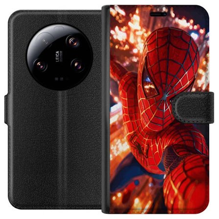 Kompatibel Tegnebogsetui til Xiaomi Xiaomi 13 Ultra Spider Man i intens action med funklende lys og dynamisk perspektiv i filmisk superheltestil