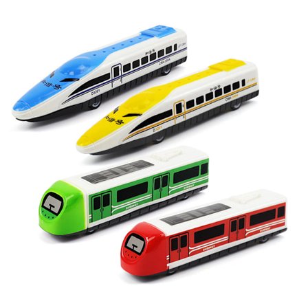 Bullet Train Pull Back Toy Høyhastighetsbytog Moderne Lokomotiver for Barn Toddle Boys 4PCS