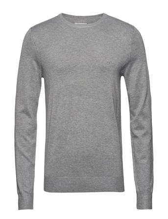 Mélange Round Neck Knit Neulepaita Pyöreä Kaula-aukko Harmaa Lindbergh