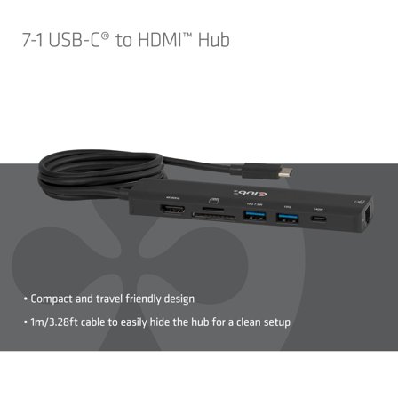 Club 3D USB-C 7in1-HUB >HDMI/2xUSB/USB-C/LAN 4K60Hz PD140W retail