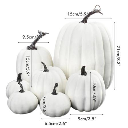 7 stk. Simulerte Gresskarmodeller Kunstig Gresskardekorasjon Hjemmeborddekorasjon til Thanksgiving og Halloween