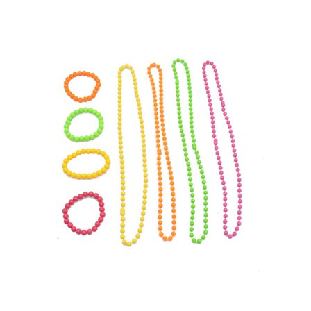 1980-talets festkarneval fyrverksfärgad handgjord plast armband halsband