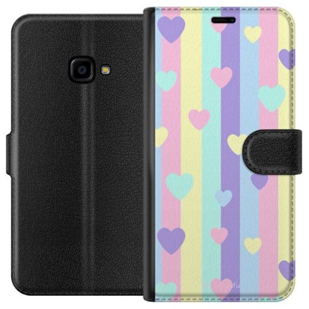 Kompatibel Tegnebogsetui til Samsung Galaxy Xcover 4 Pastelstriber i lyserød, gul, lilla og blå med spredte hjerter i blød kawaii-stil.