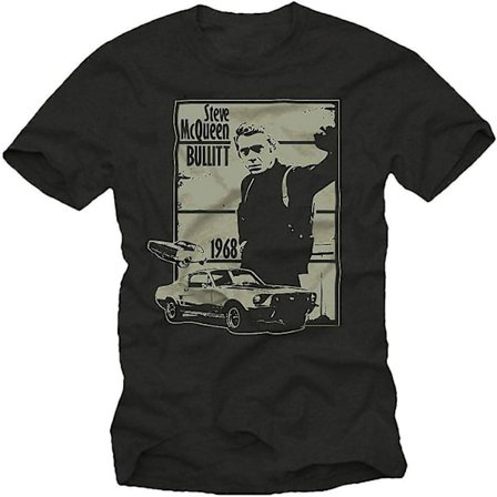 Res Herr Mode Steve McQueen Bullitt Musik Svart Tryck T-shirts Nya