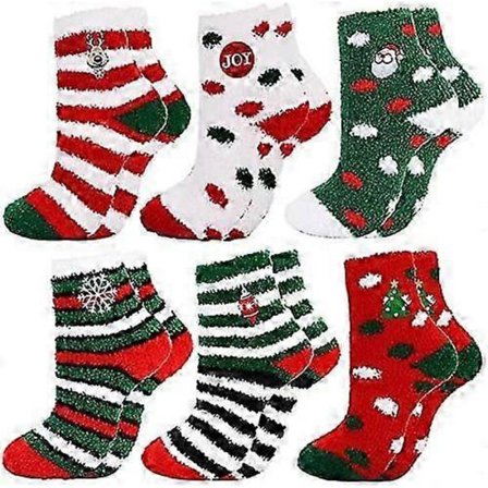 Myke og komfortable vintersokker for kvinner - Pakke med 6 - Perfekt gave til Secret Santa[D]