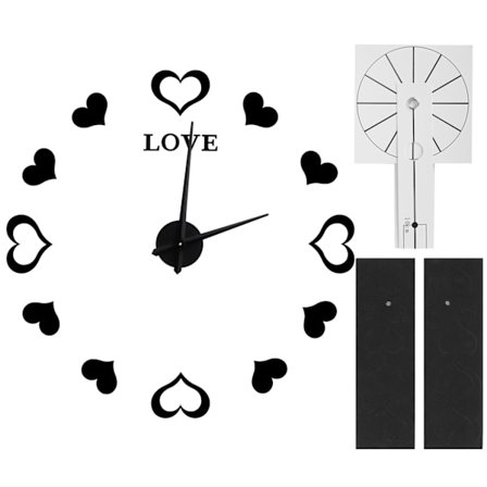 Innovativt DIY Akryl Spejl Vægur Klistermærke til Boligindretning Sort