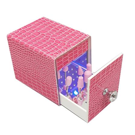 Dammtät blått ljus förvaringslåda för case för nagelsminkverktyg Nail art Manikyr Nail art Ar Pink