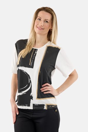 BRANDTEX - Kortærmet T-shirt - Sort / Hvid - Grafisk Print