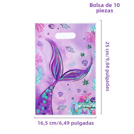 Flicksjöjungfru födelsedagspresentpåse, födelsedagsfestdekoration, sjöjungfrustjärttema, godis kexpåse, sjöjungfru födelsedagsdekoration