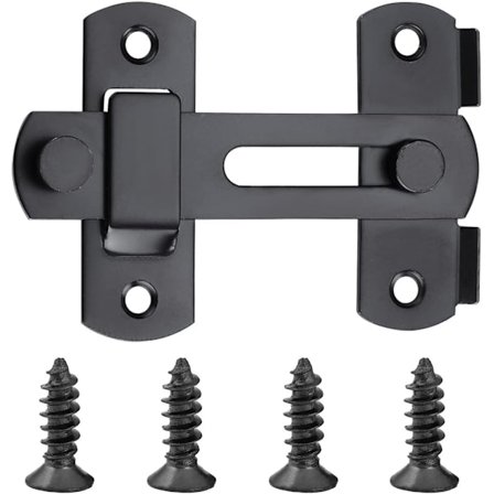 Toggle Slide Latch Bolt med skruer til døre, vinduer, skabe og haver, blank sort rustfrit stål