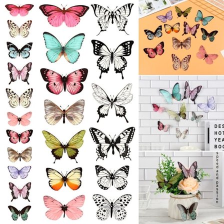 3D Fjärilsdekor Prydnad Väggdekaler Black&White